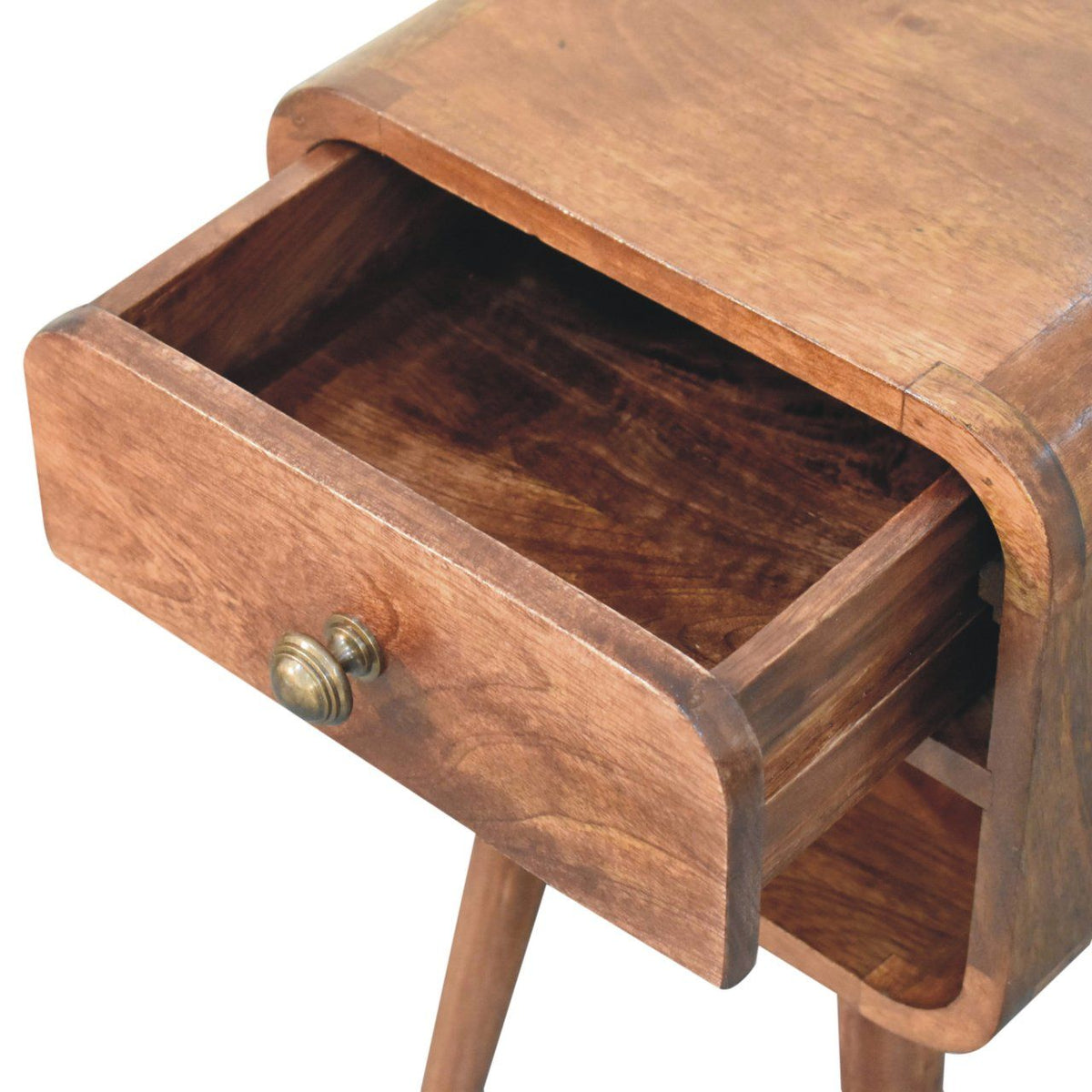 Mini California Curved Nightstand Wth Lower Slot