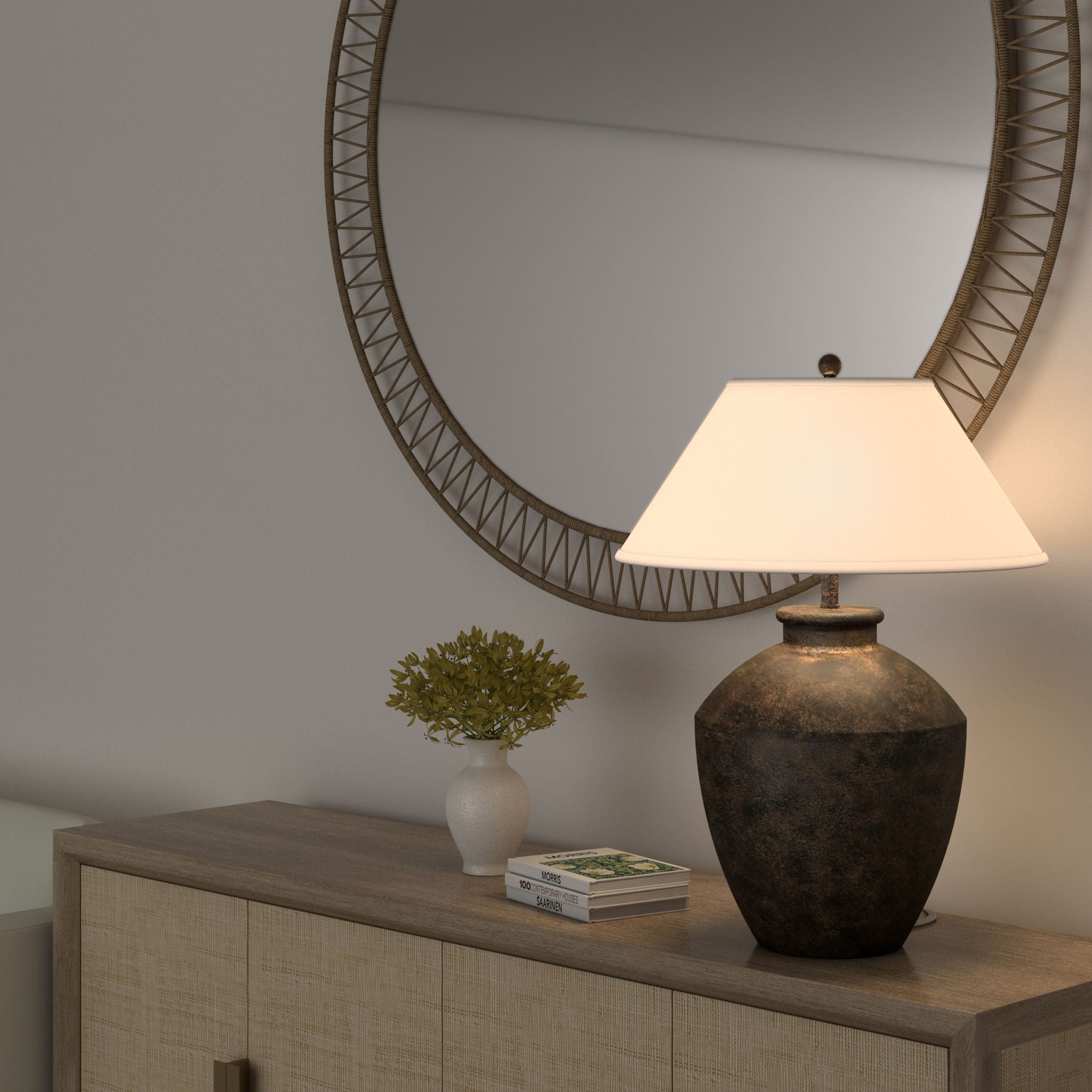 Terracotta - Resin Table Lamp - Black / Bronze