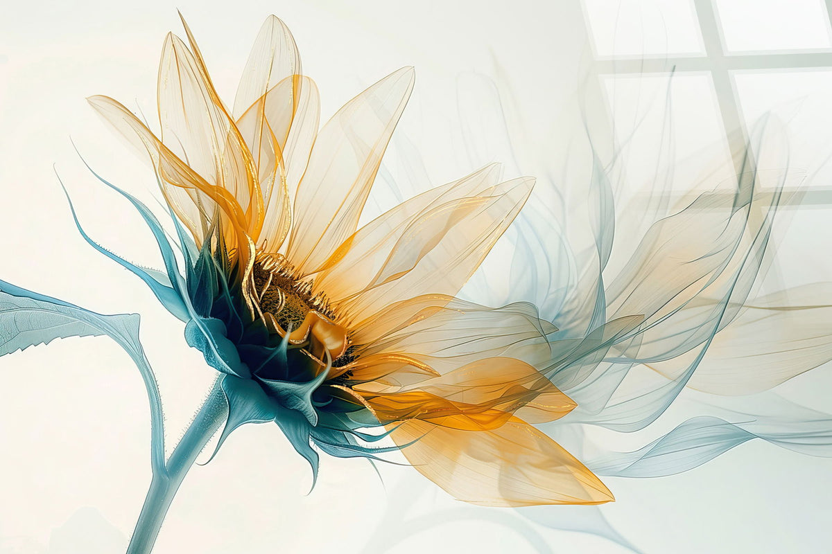 "Ethereal Bloom" Tempered Glass With Foil - Blue / Orange
