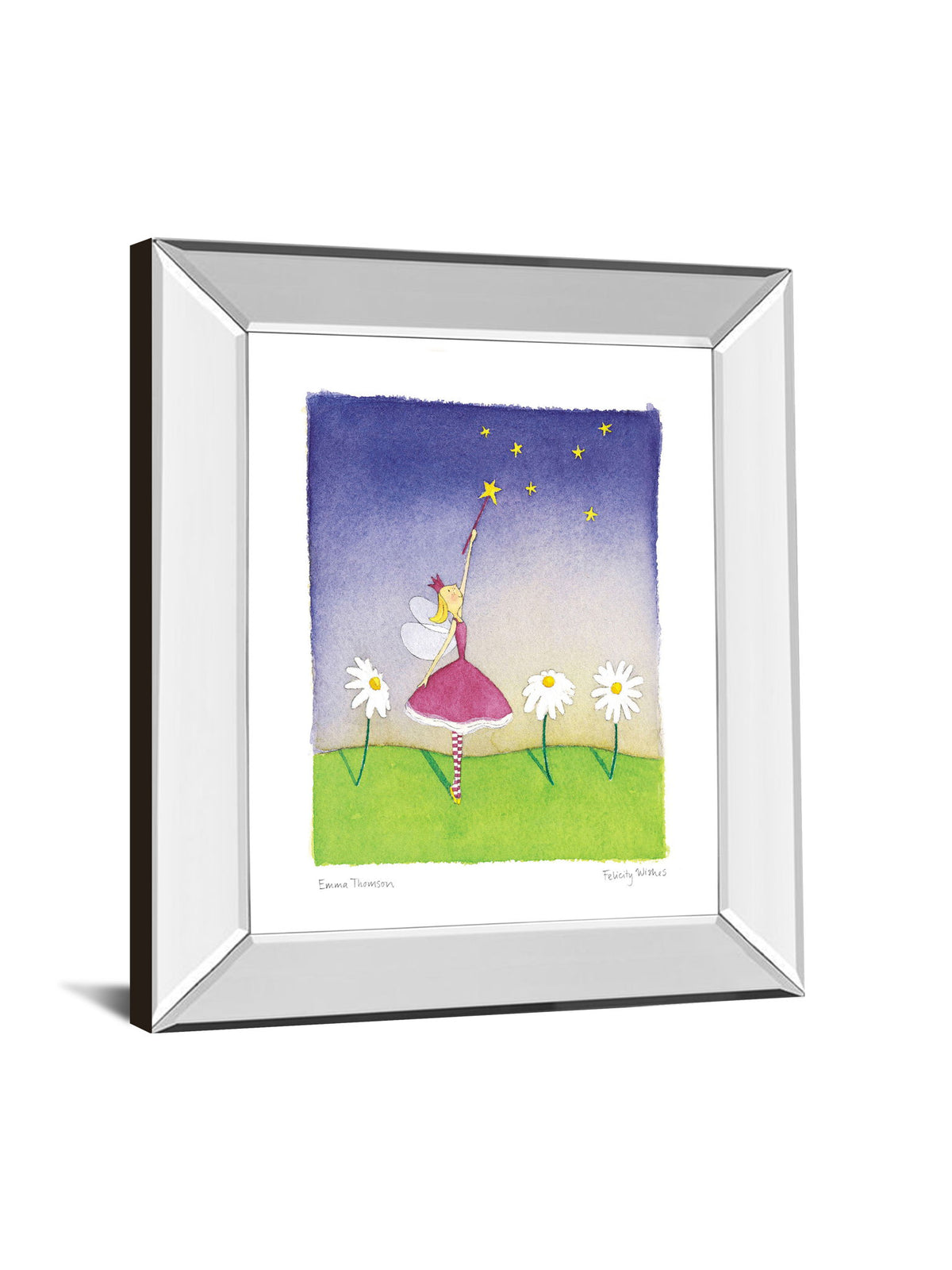 Felicity Wishes I By Emma Thomson - Mirror Framed Print Wall Art - Blue
