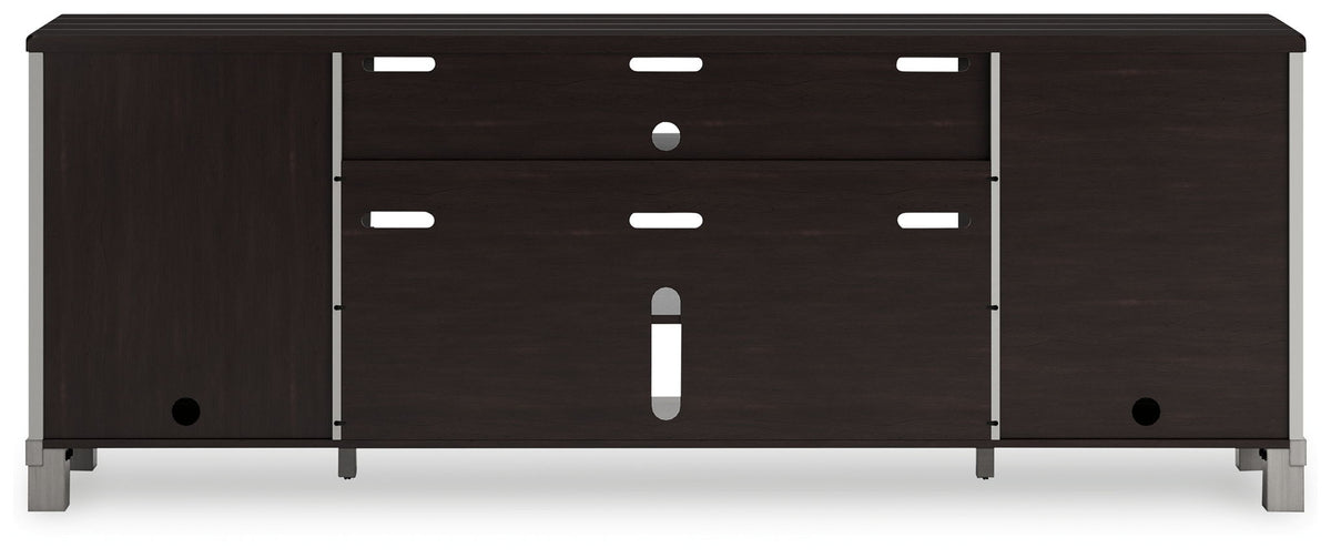 Darborn - XL TV Stand With Fireplace Option - Gray / Brown