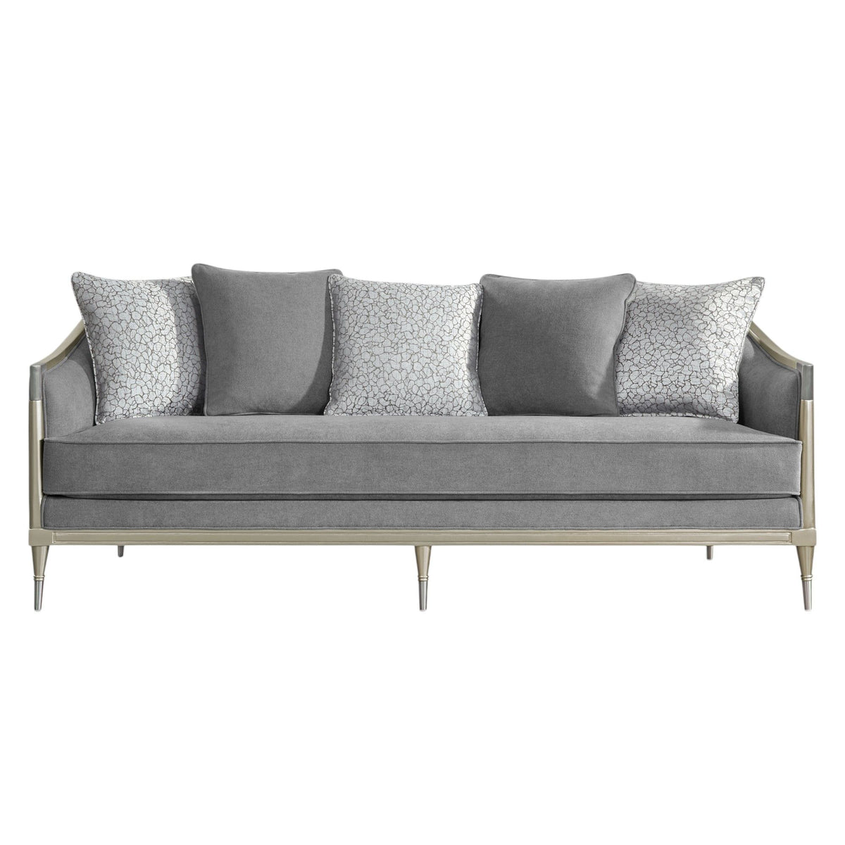 Fernando - Sofa With 5 Pillows - Champagne / Gray