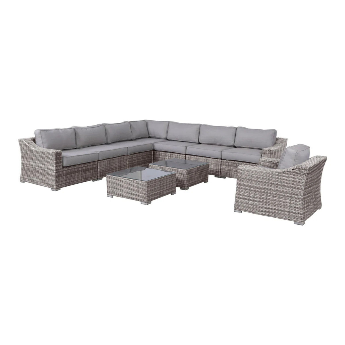 Outdoor Wicker Conversation Set With Cushions, All Weather