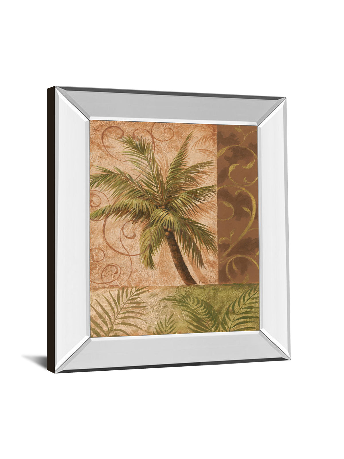 22x26 Tropical Breeze I By Vivian Flasch - Mirror Framed Print Wall Art - Light Brown