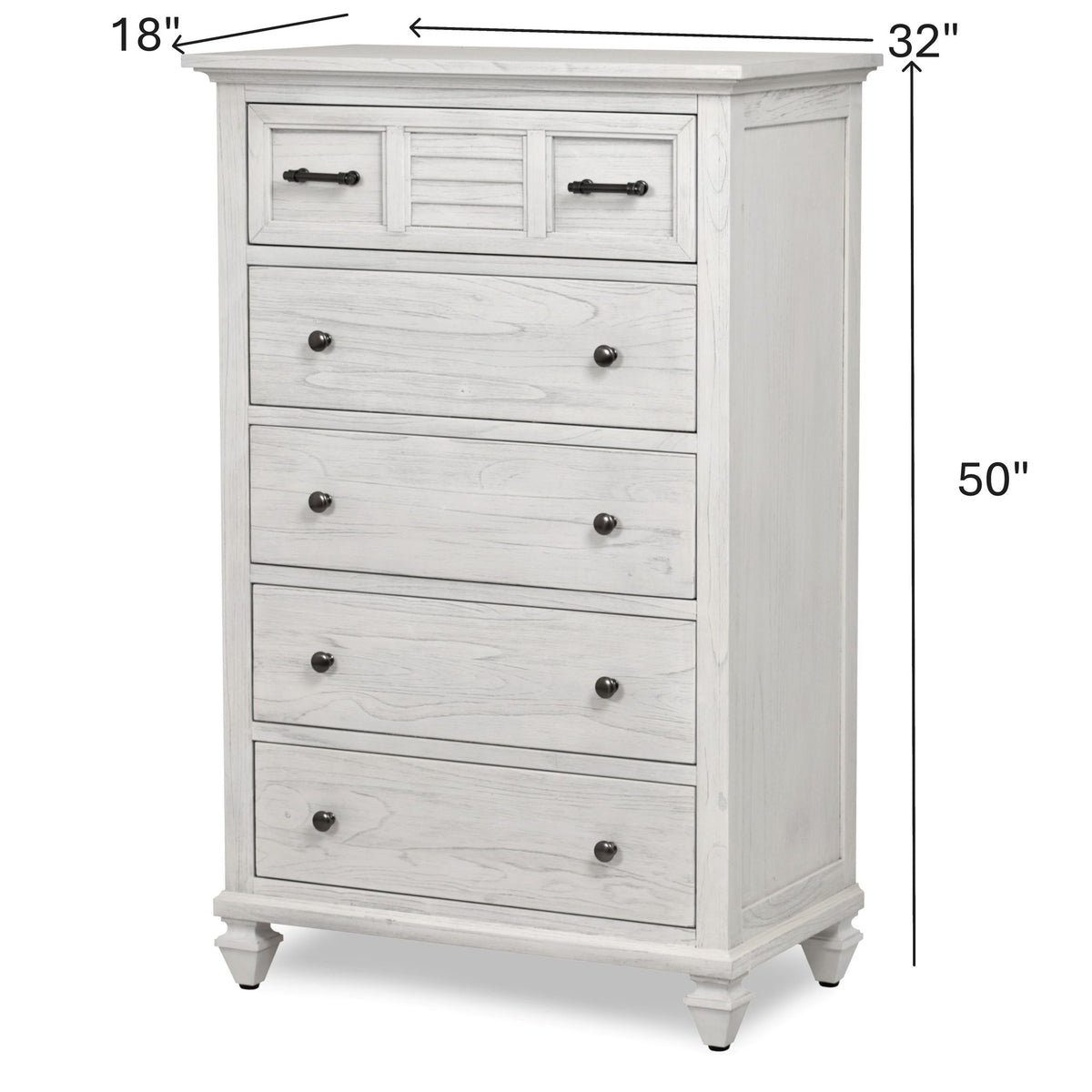 Surfside - 5 Drawer Chest - Weathered White