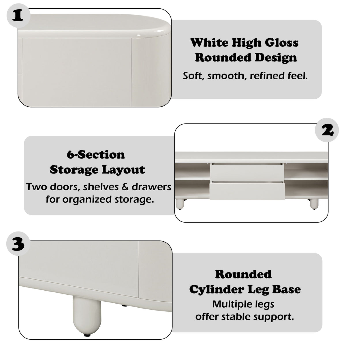 Keely - TV Stand - Gloss White