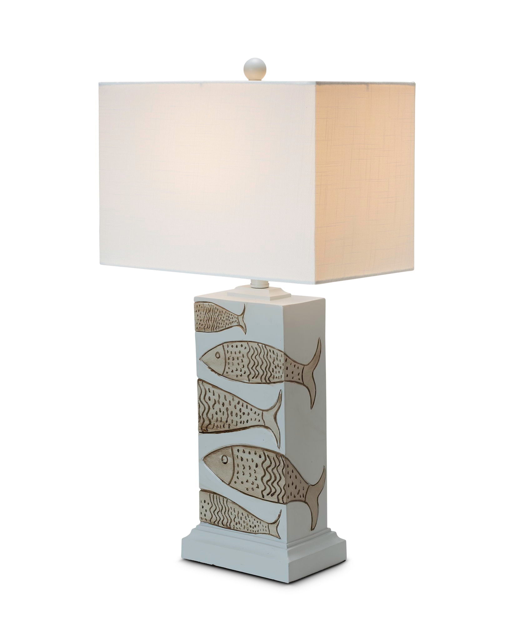 Pompano - Polyresin Coastal Fish Table Lamp (Set of 2) - Blue / White / Natural