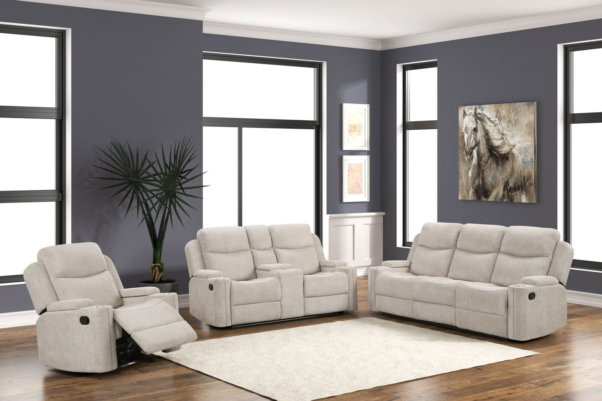 Galya - 3 Piece Living Room Set Sofa Loveseat Chair - Light Gray