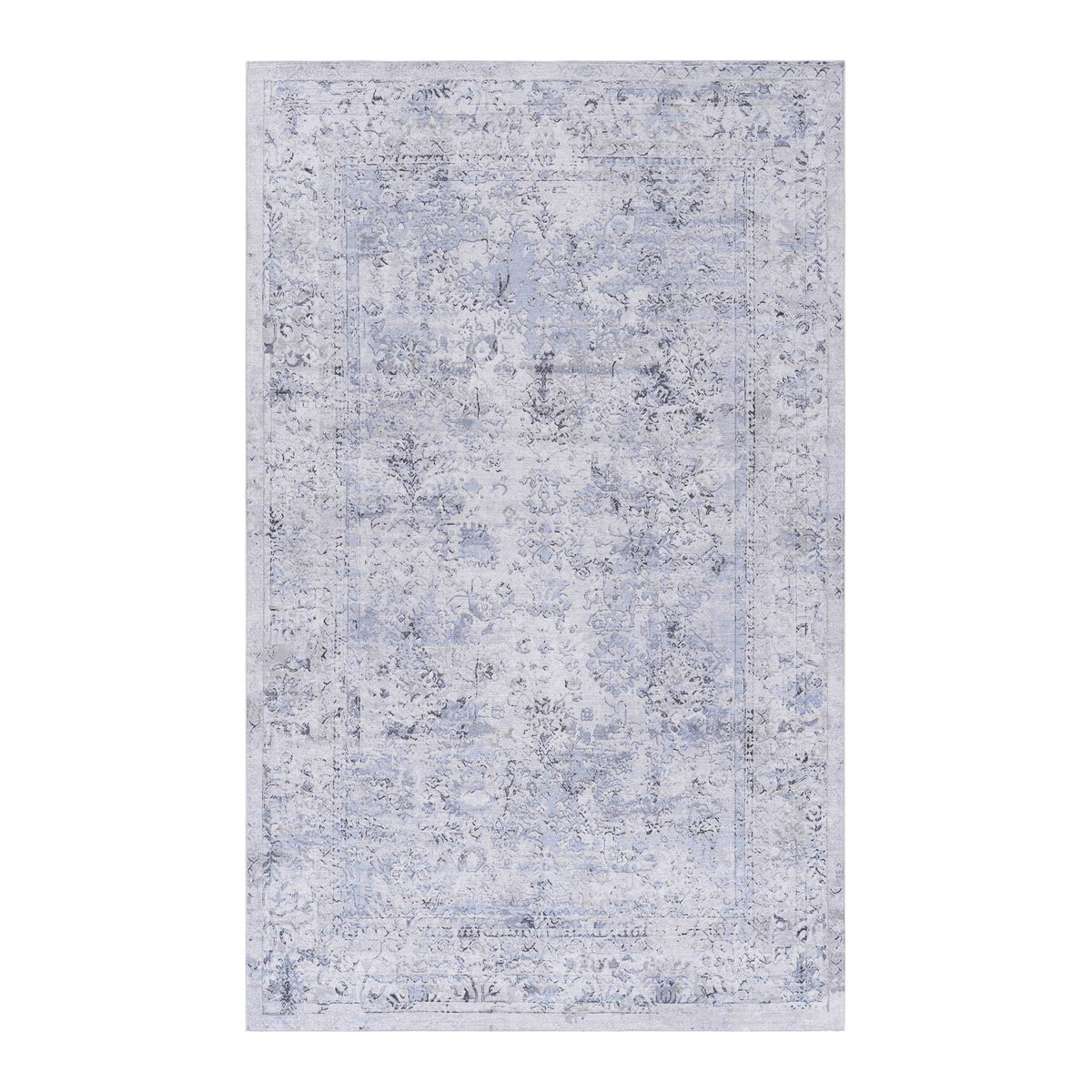 Maval - 6' X 9' Washable Area Rug - Blue / Cream