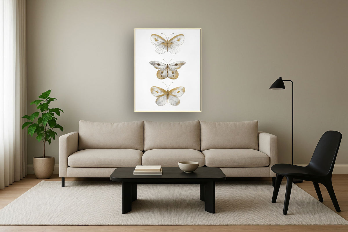 Hand Painted Textured Canvas In Frame - White