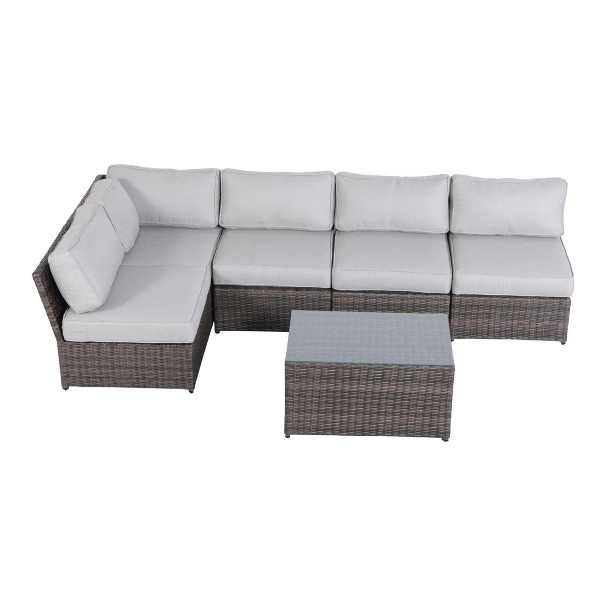 Outdoor Seating Set With Cushions, 4 Person Capacity - Brown