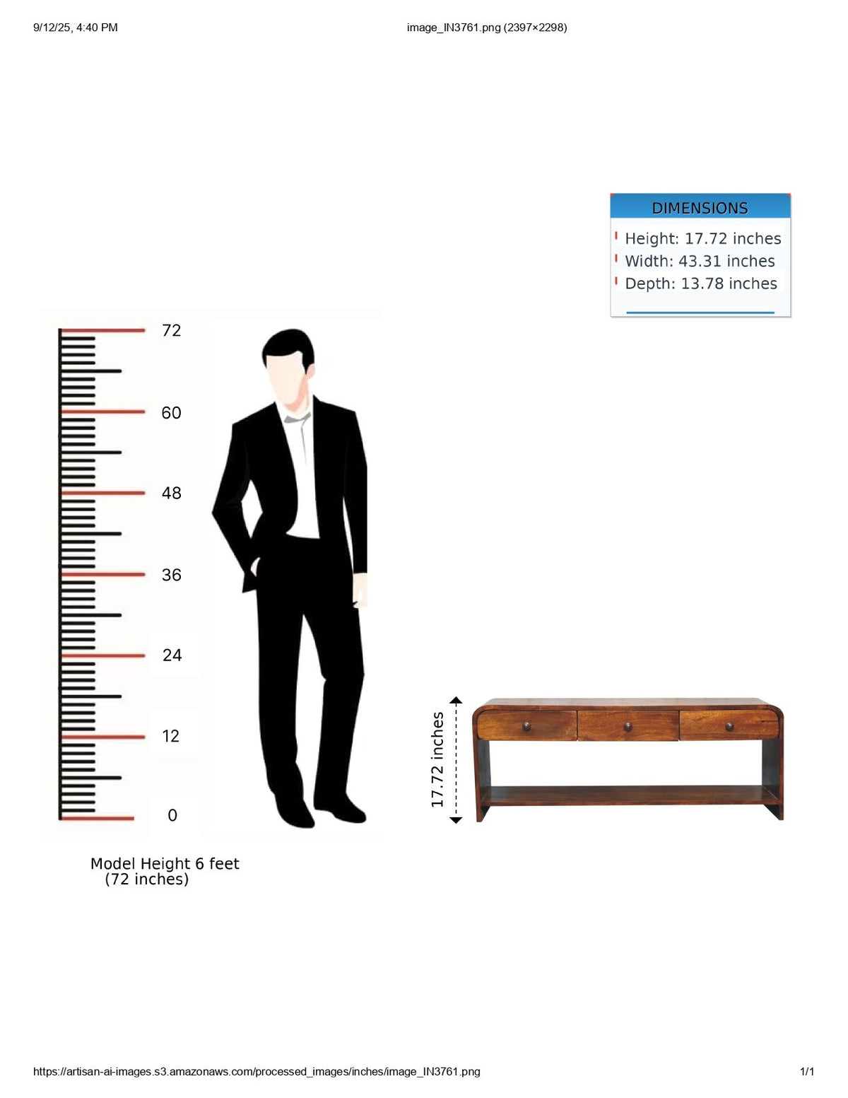 Arvessa - Slim Media Unit - Dark Brown