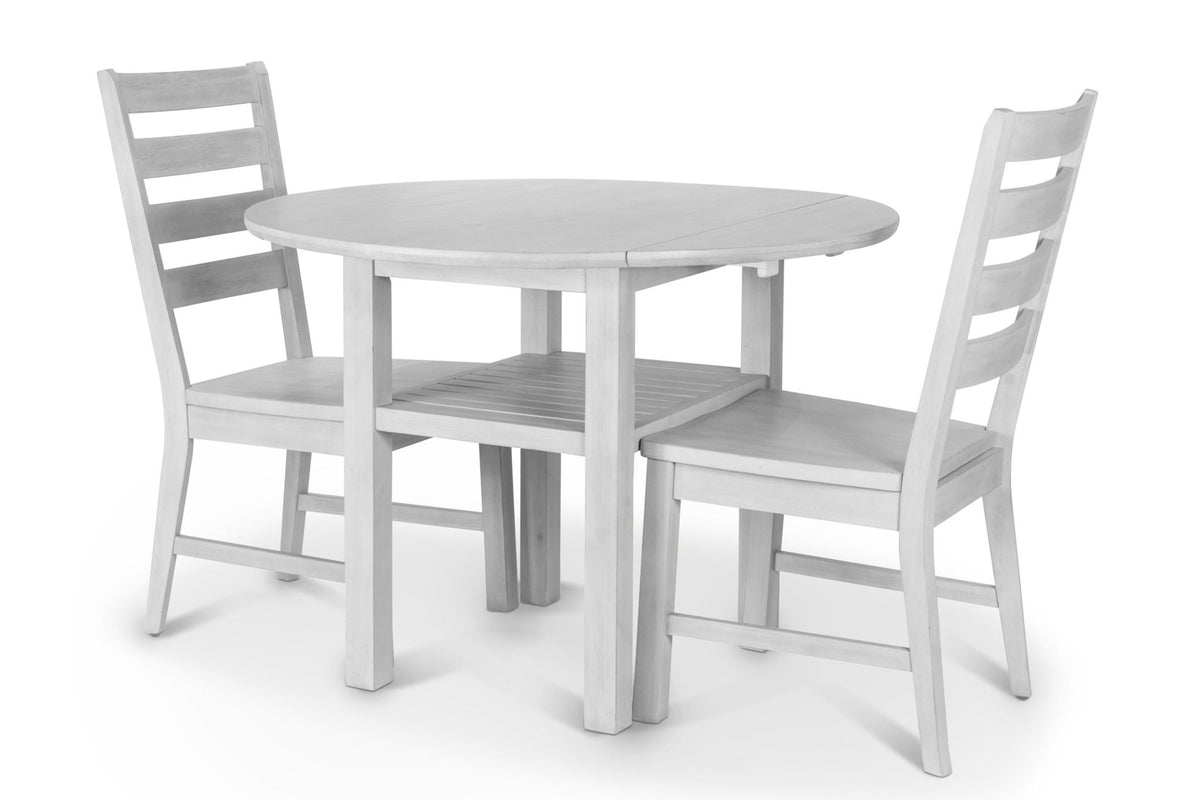 Geneva - Drop Leaf Dining Table With Shelf - Distressed White
