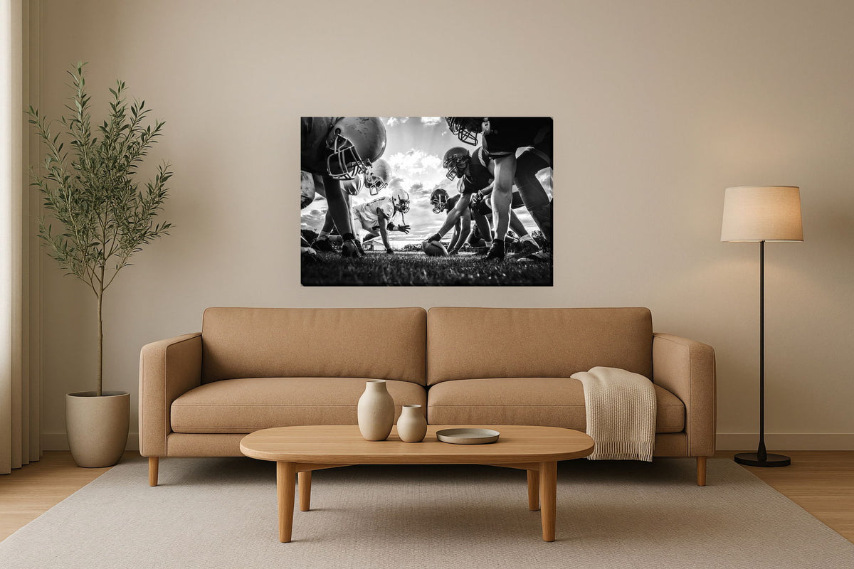 "Gridiron Clash" Gloss Canvas - Black / White