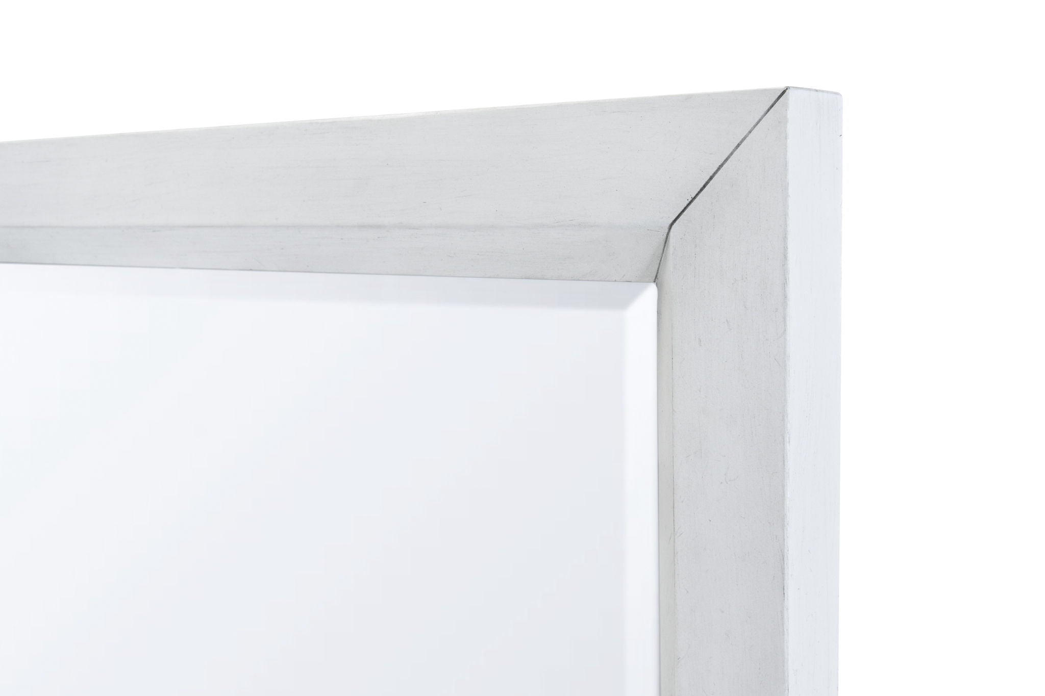 Point Breeze - Rectangular Dresser Mirror - Fresh White W/ Soft Gray Glaze
