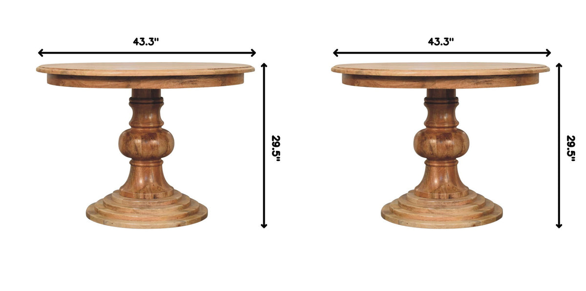 Round Turned Dining Table - Oak
