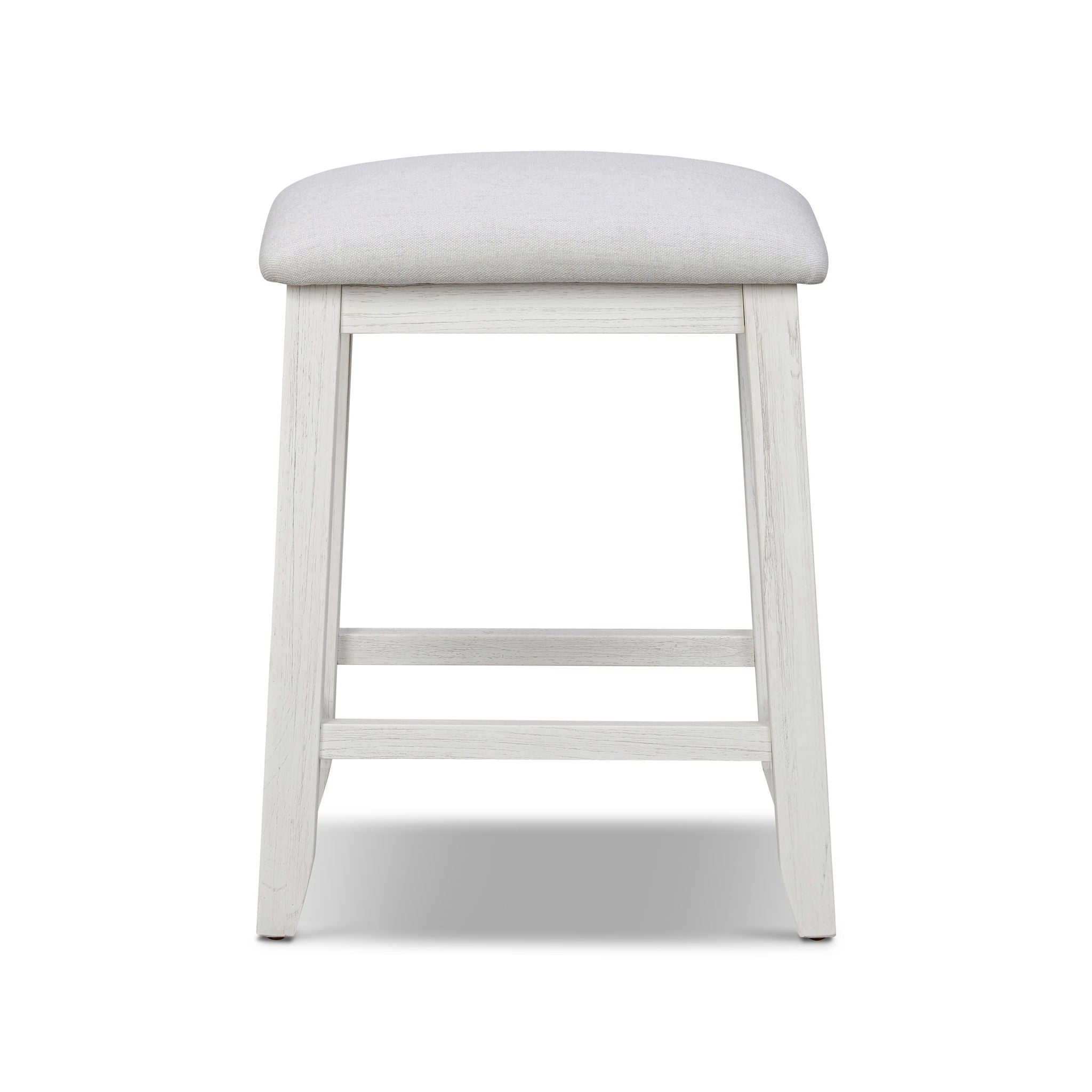 Surfside - Backless Upholstered Stool - Weathered White / Gray