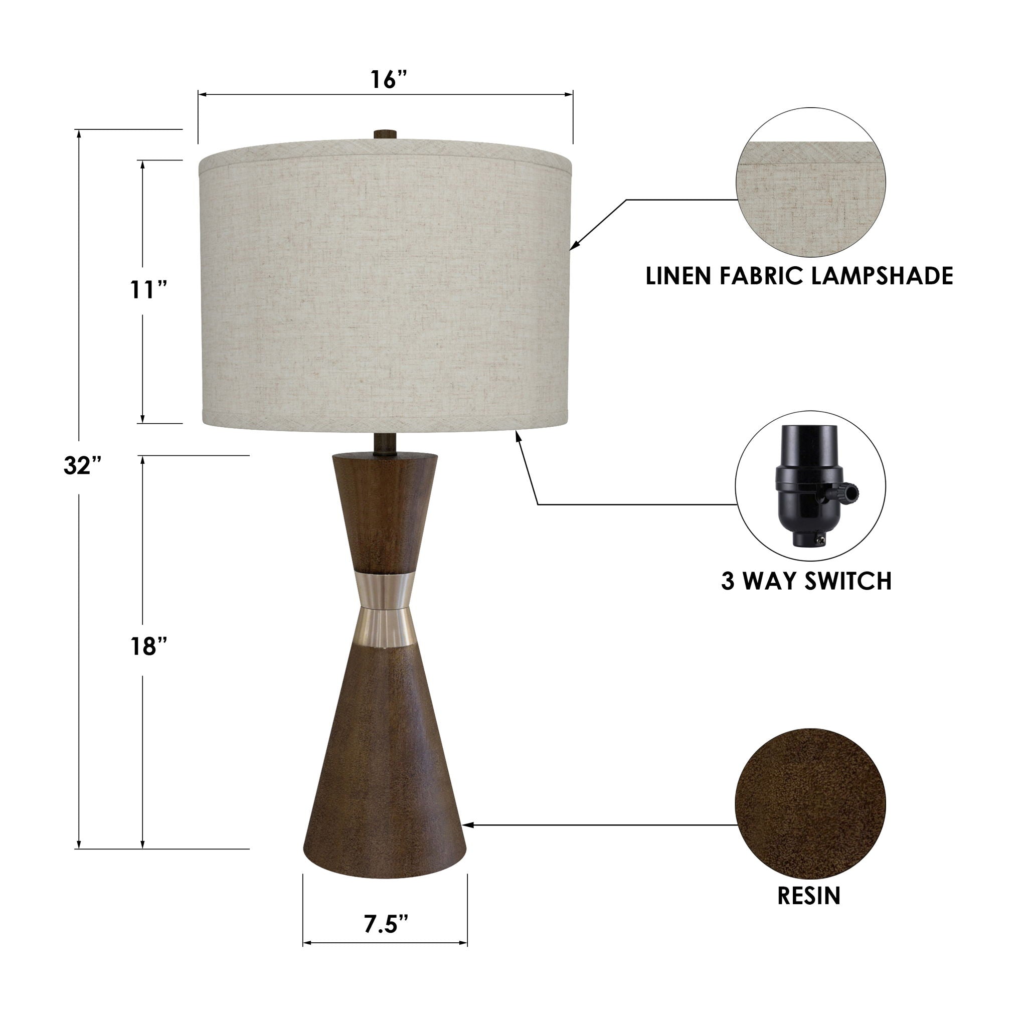 Hourglass - Resin And Metal Table Lamp (Set of 2)