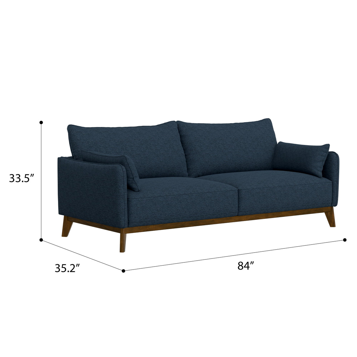 Sofa Wide With Attached Legs - Blue