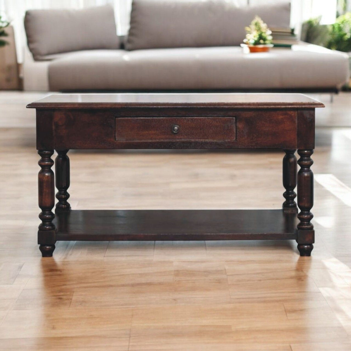 Turned Legs Drawer Table