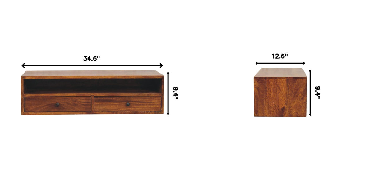 Lunar - 2 Drawer Wall Mounted Media Unit - Brown