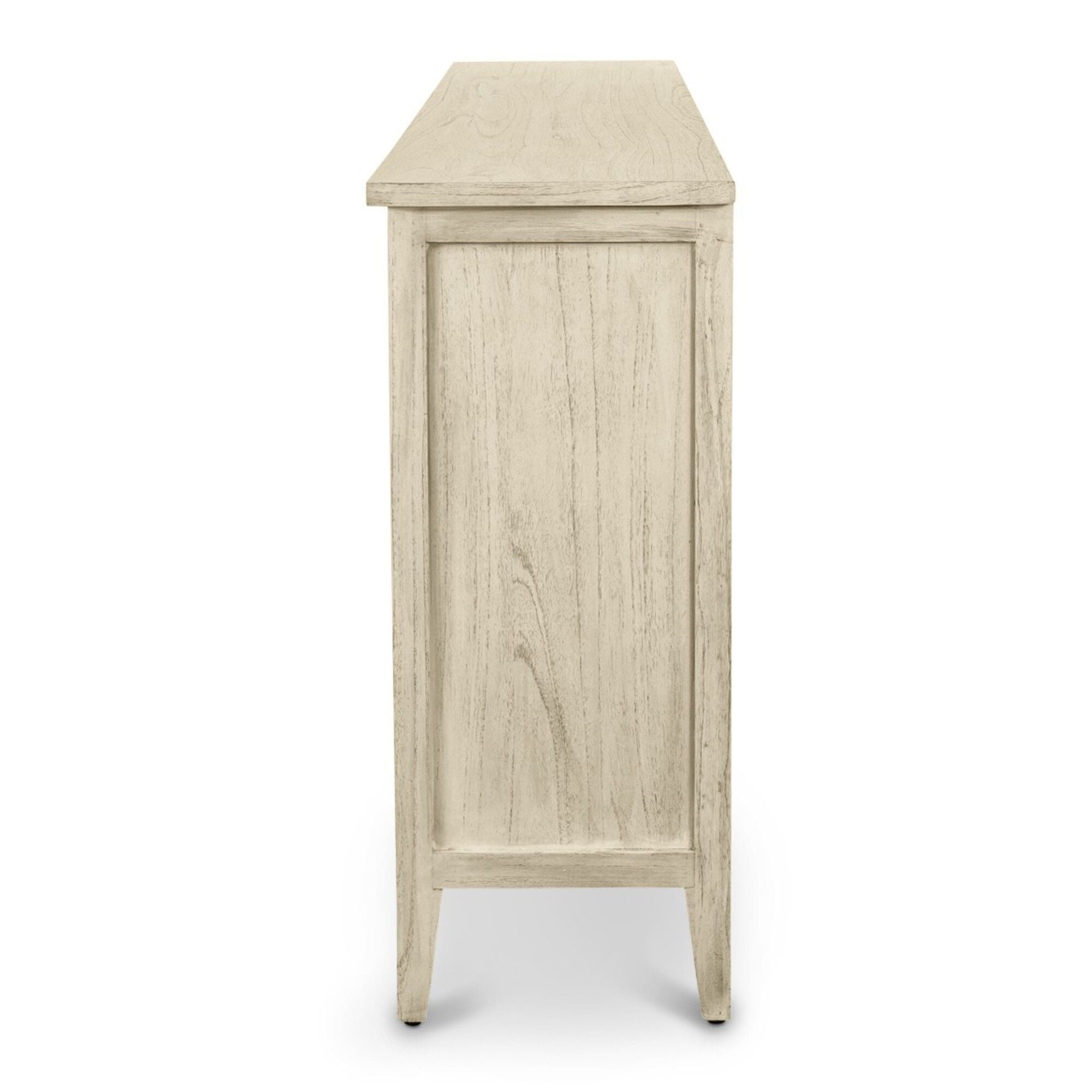 Tahiti - 4-Door Credenza With Water Hyacinth Woven Doors - Coastal White / Aged Ivory