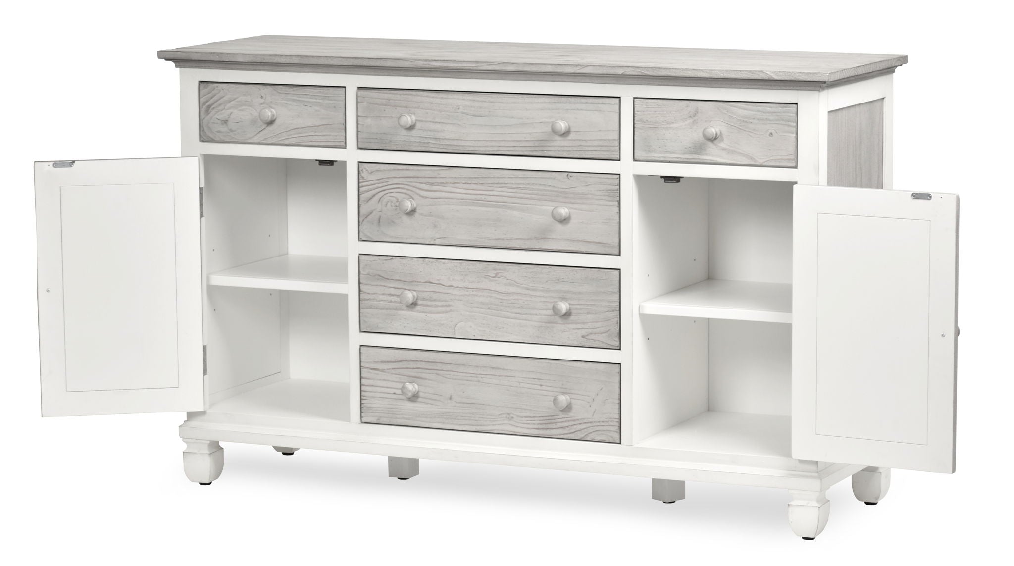 Islamorada - 6 Drawer / 2 Door Dresser - Dapple Gray / Blanc