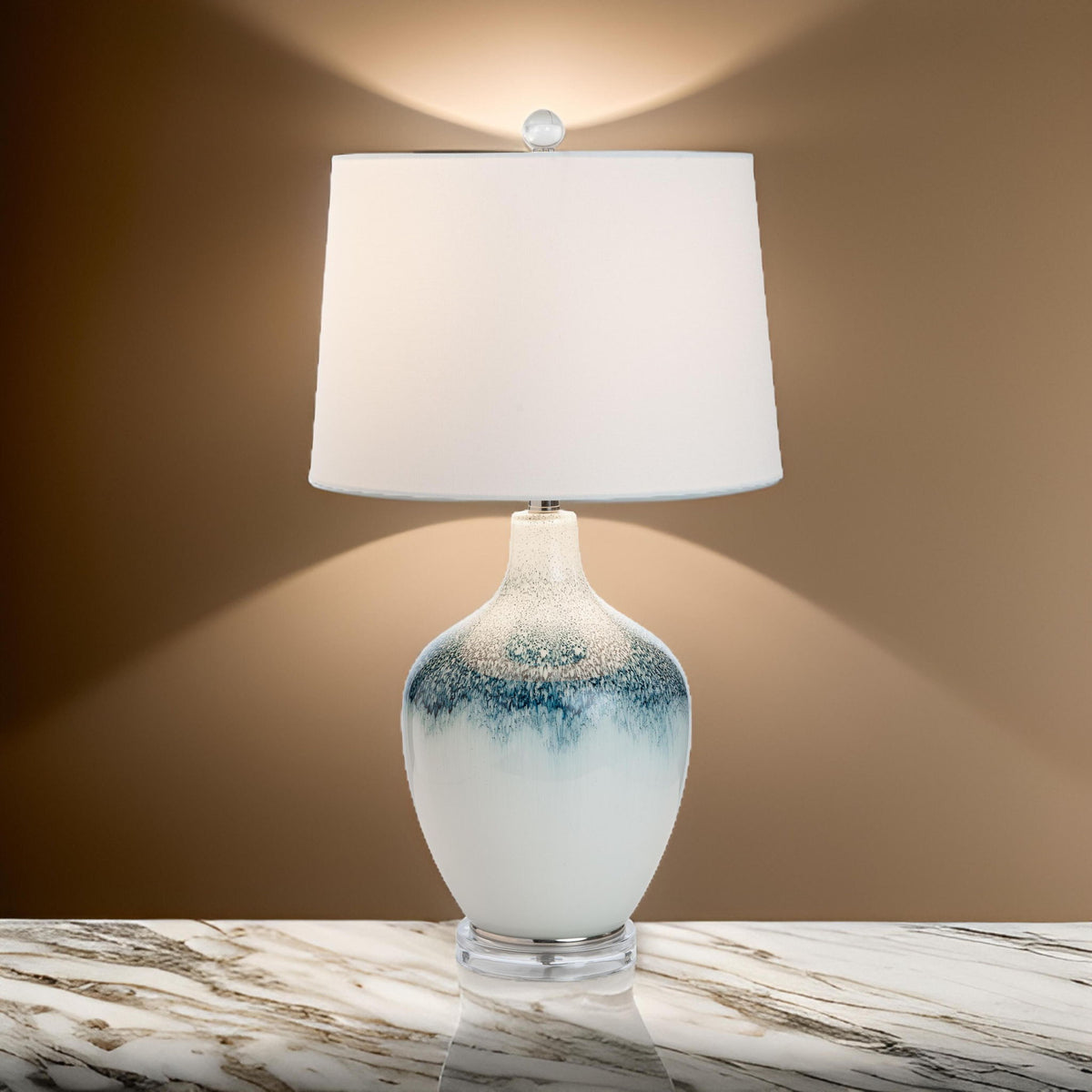 Coast - Glass Table Lamp (Set of 2) - Blue / White