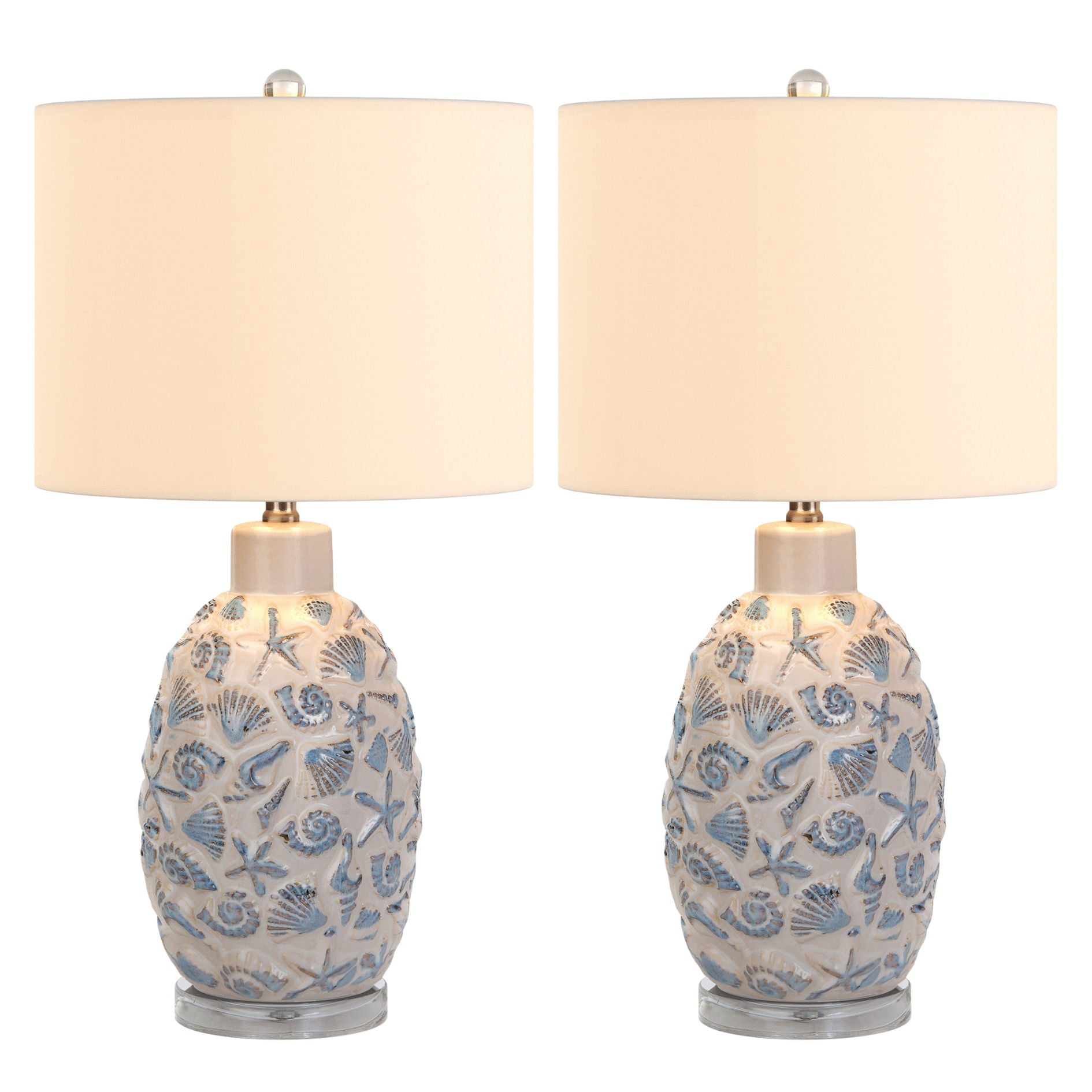 Jenny - Ceramic Table Lamp (Set of 2) - White / Blue