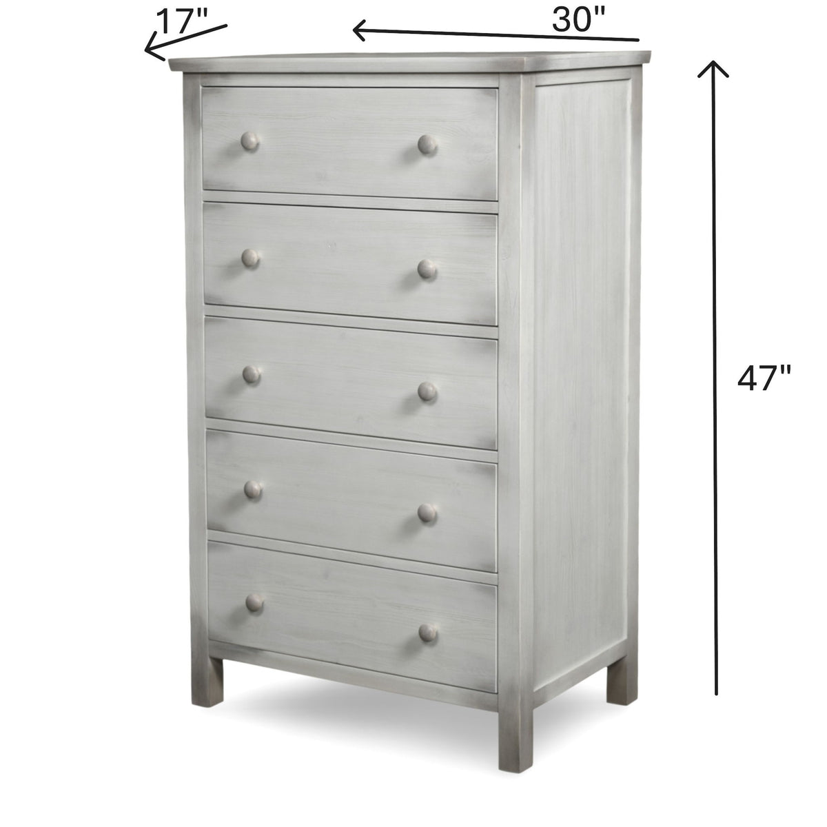 Geneva - 5 Drawer Chest - Distressed White