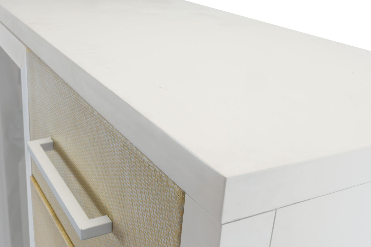 Miramar - Woven Mirrored Door Chest - Sand / Stark White
