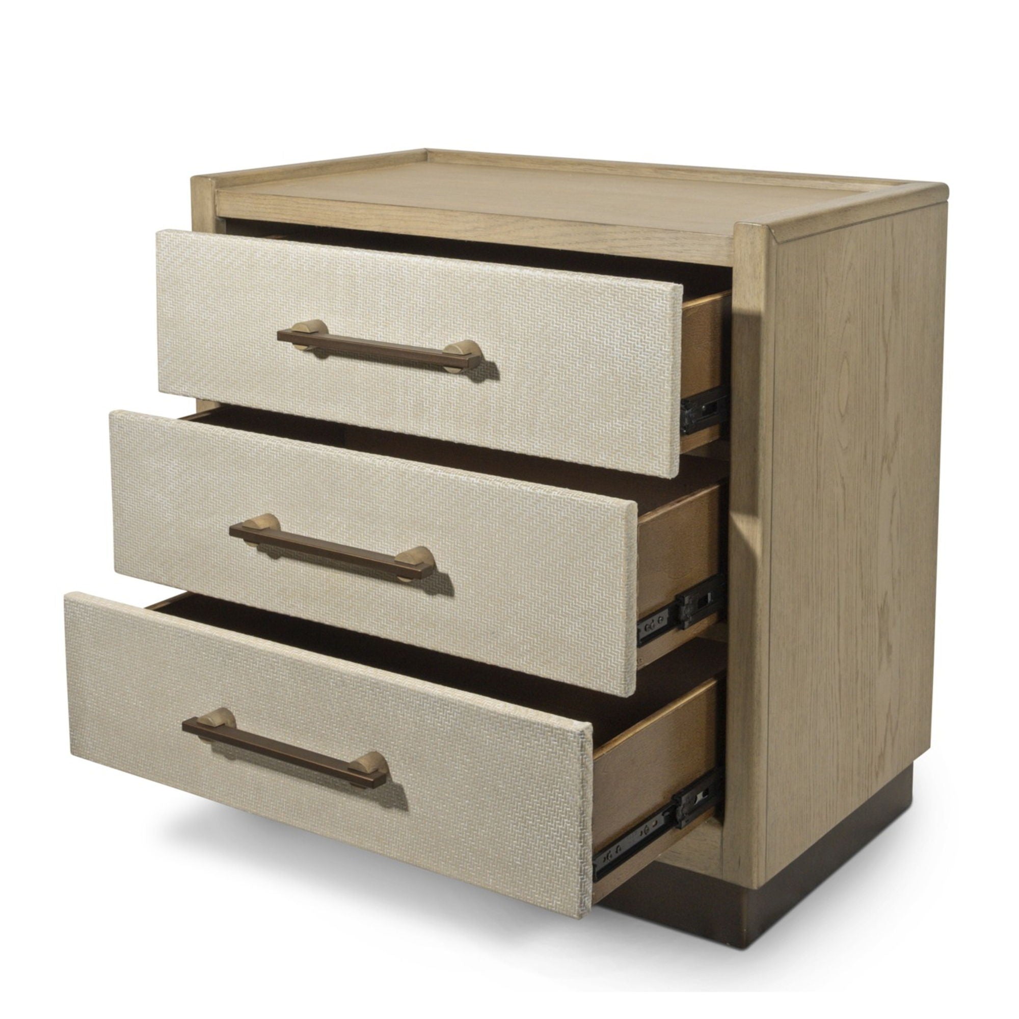 Rio Vista - Woven 3 Drawer Nightstand With Power Strip, USB-A And USB-C Port - Muted Earth Tones / Clay