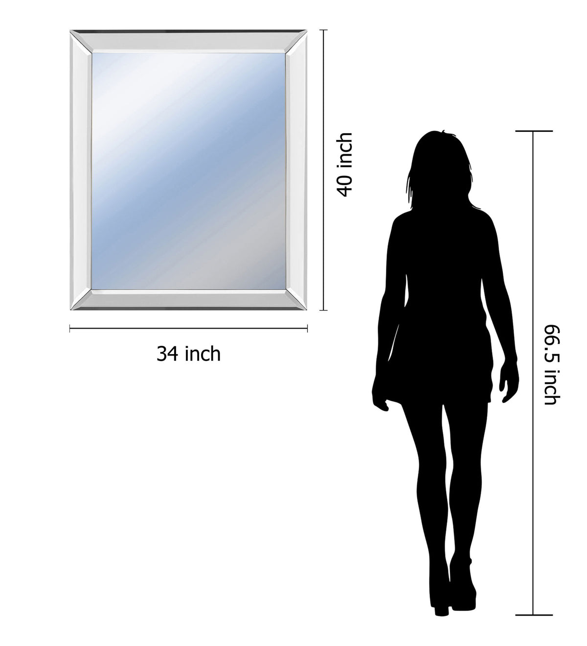 34x40 Decorative Framed Wall Mirror By Classy Art Mirror - White