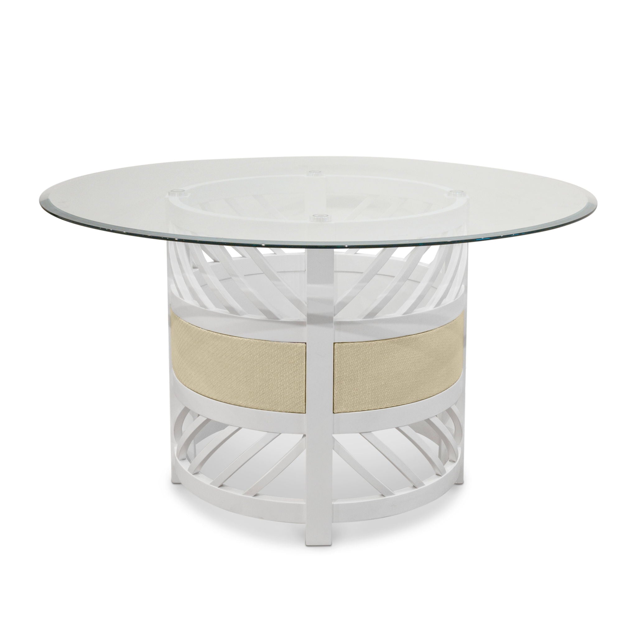 Miramar - Round Glass Dining Table - Sand / Stark White