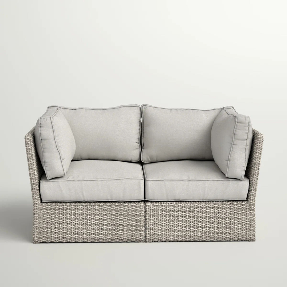 Modern Patio Wicker Loveseat With Cushions