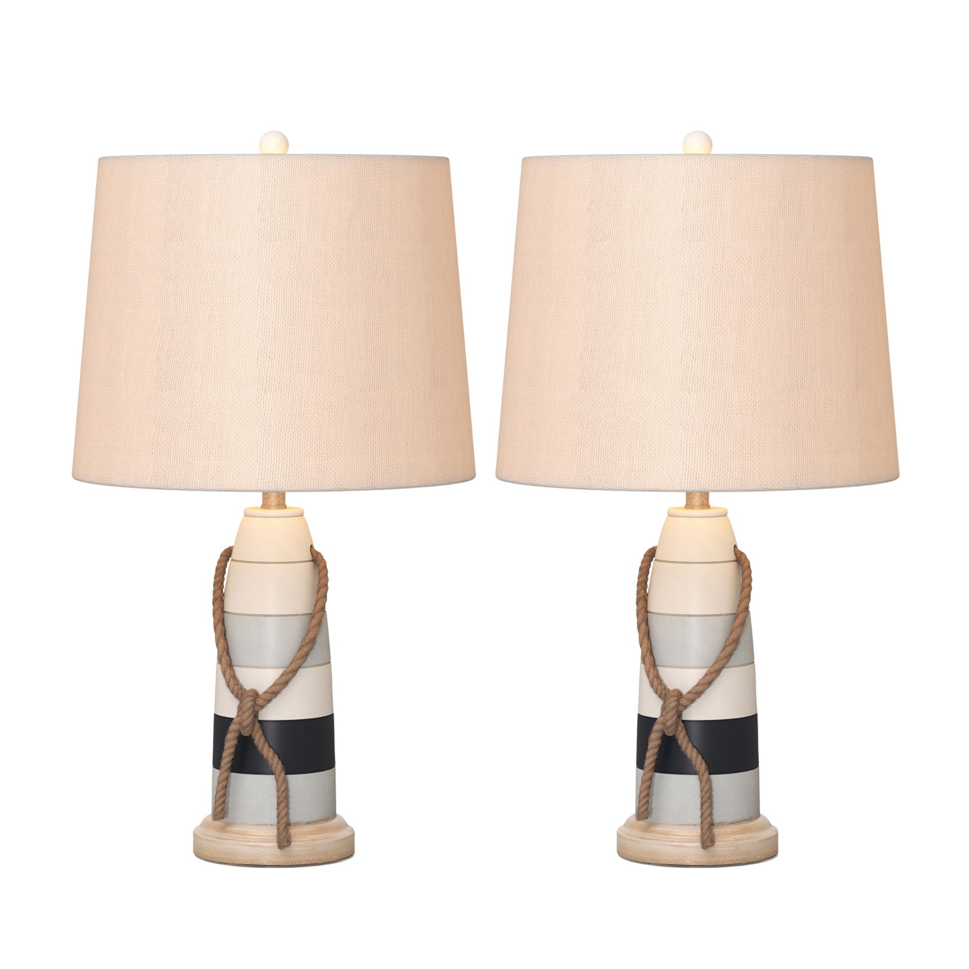 Buoy - Poly Coastal Table Lamp (Set of 2) - Blue / Navy / White