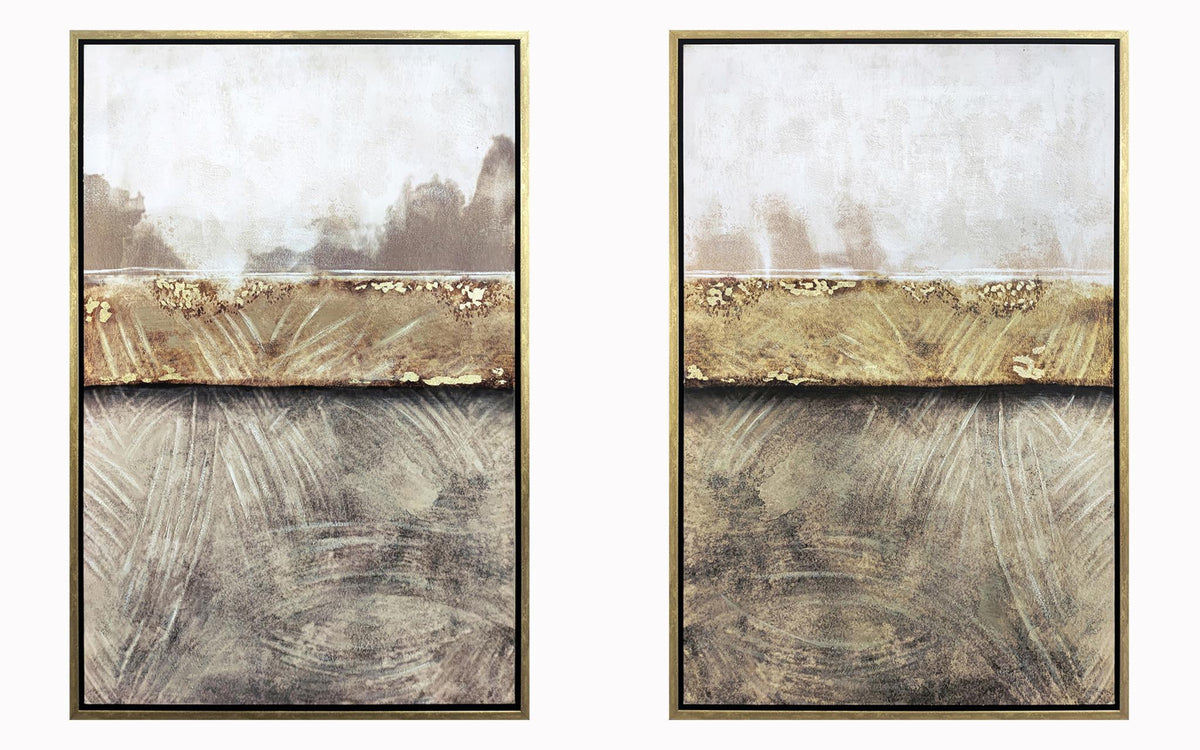 Hand Painted Textured Canvas (Set of 2) - Dark Gray