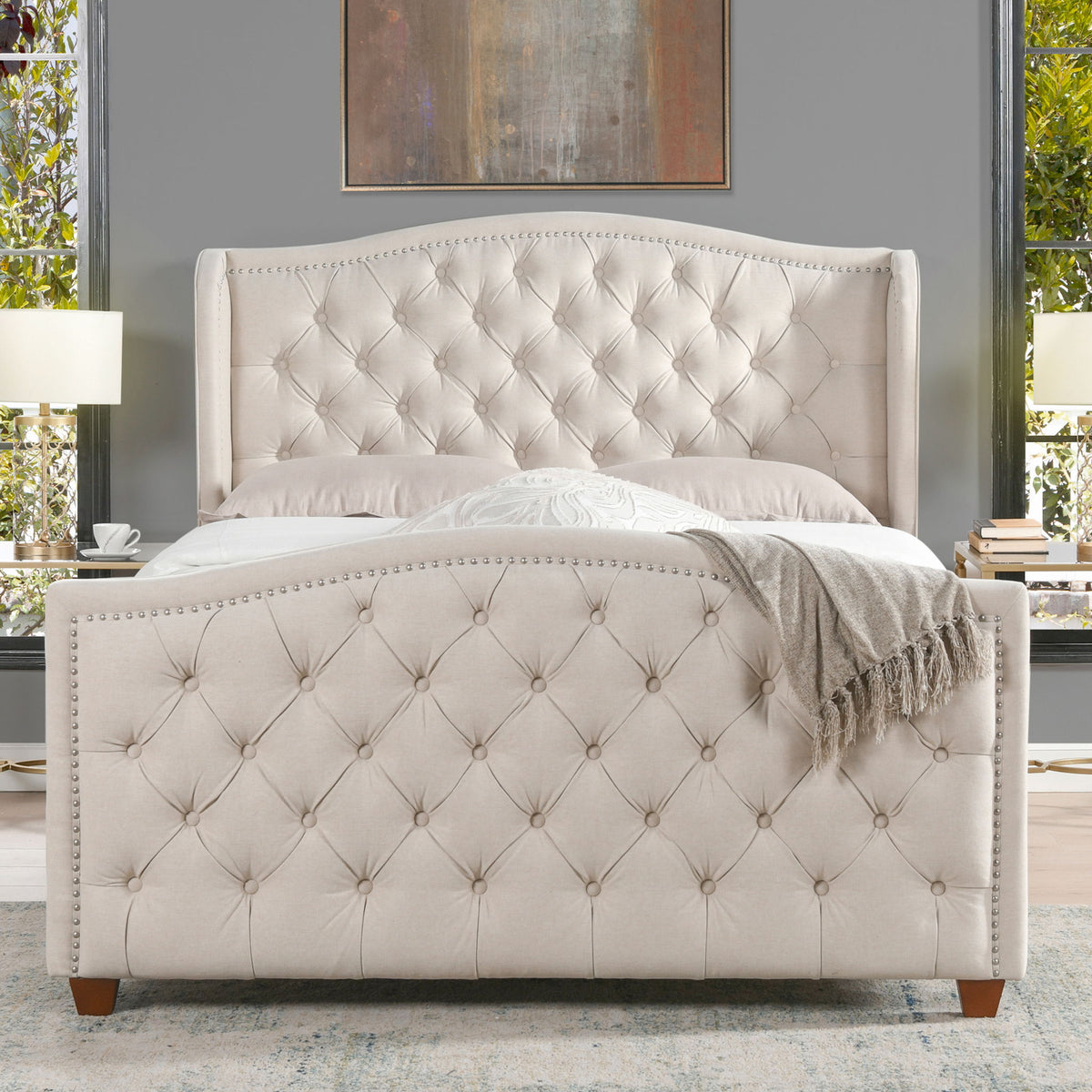 Marcella - Upholstered Shelter Headboard Bed