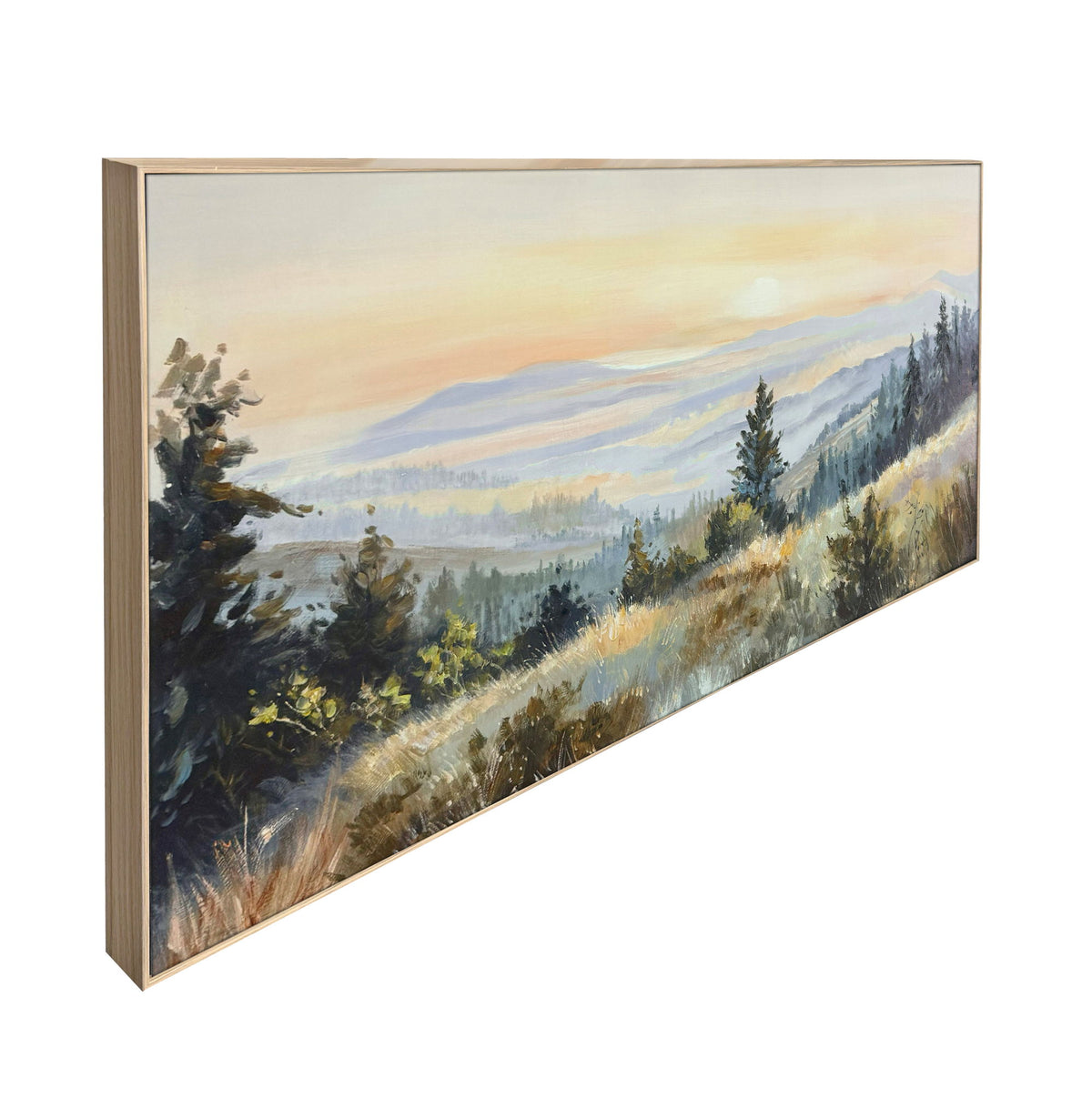 Morning Meadow Hand-Embellished Canvas In Frame - Beige / Gray