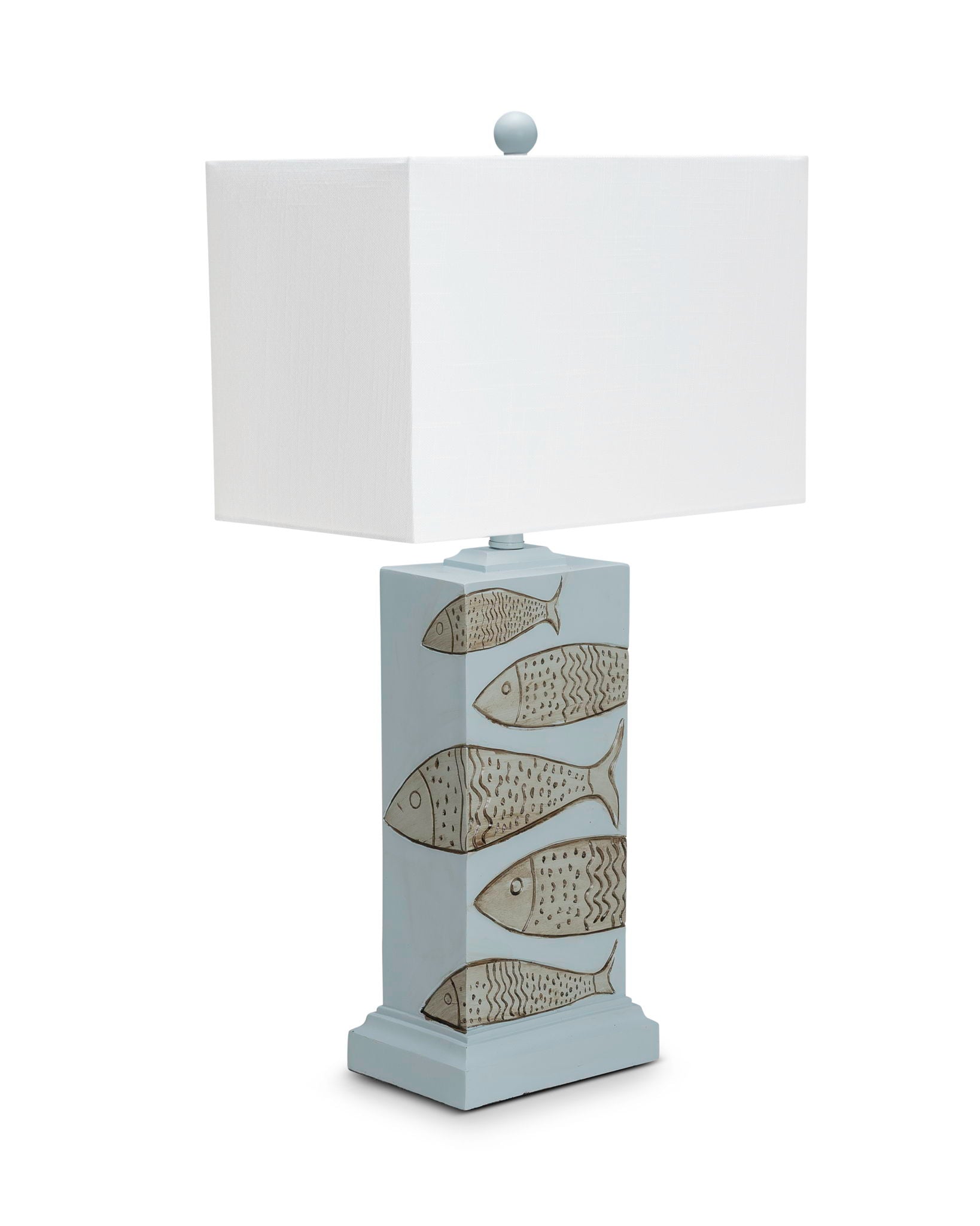 Pompano - Polyresin Coastal Fish Table Lamp (Set of 2) - Blue / White / Natural