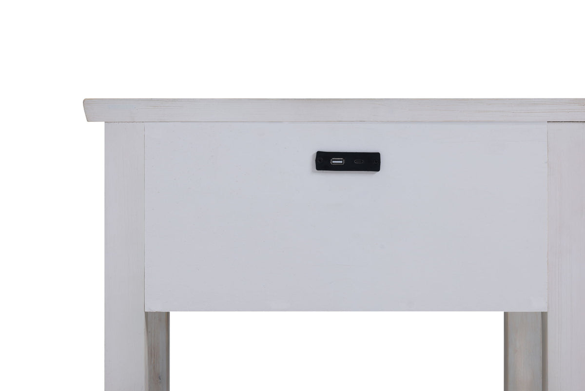 Geneva - 1 Drawer Nightstand With USB-A And USB-C Port - Distressed White