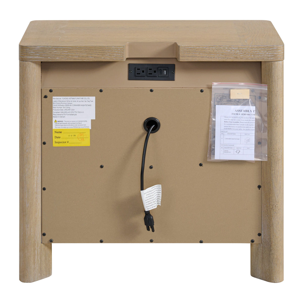 3 Drawer Nightstand - Tan