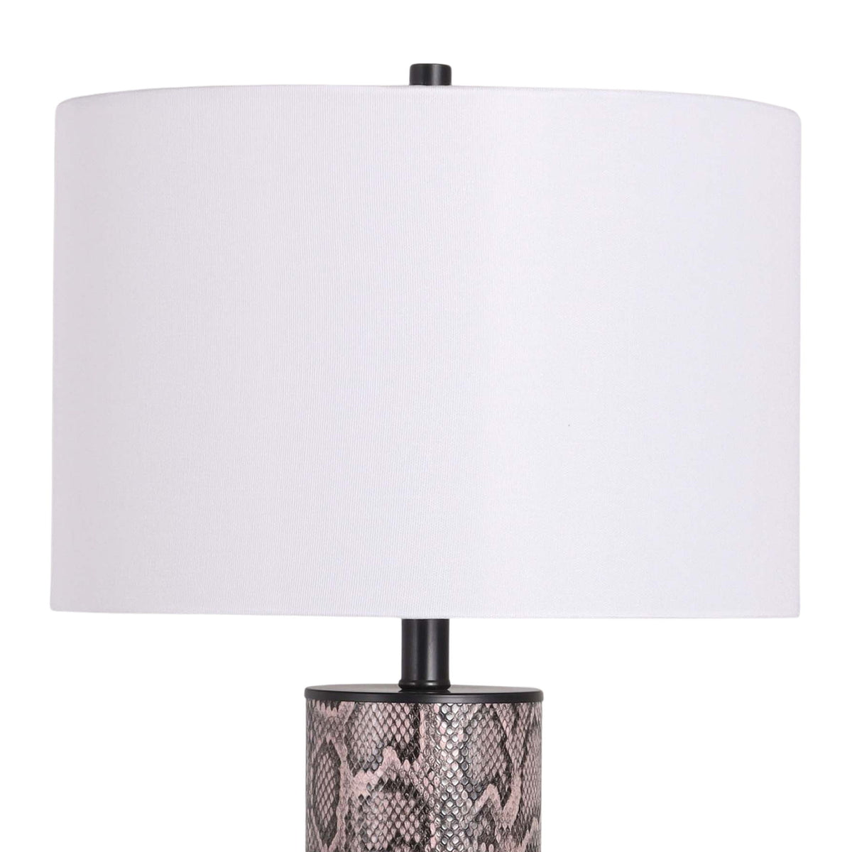"Serpent Elegance" Faux Leather Table Lamp With Metal Base (Set of 2) - Snake Skin / Asb Gray