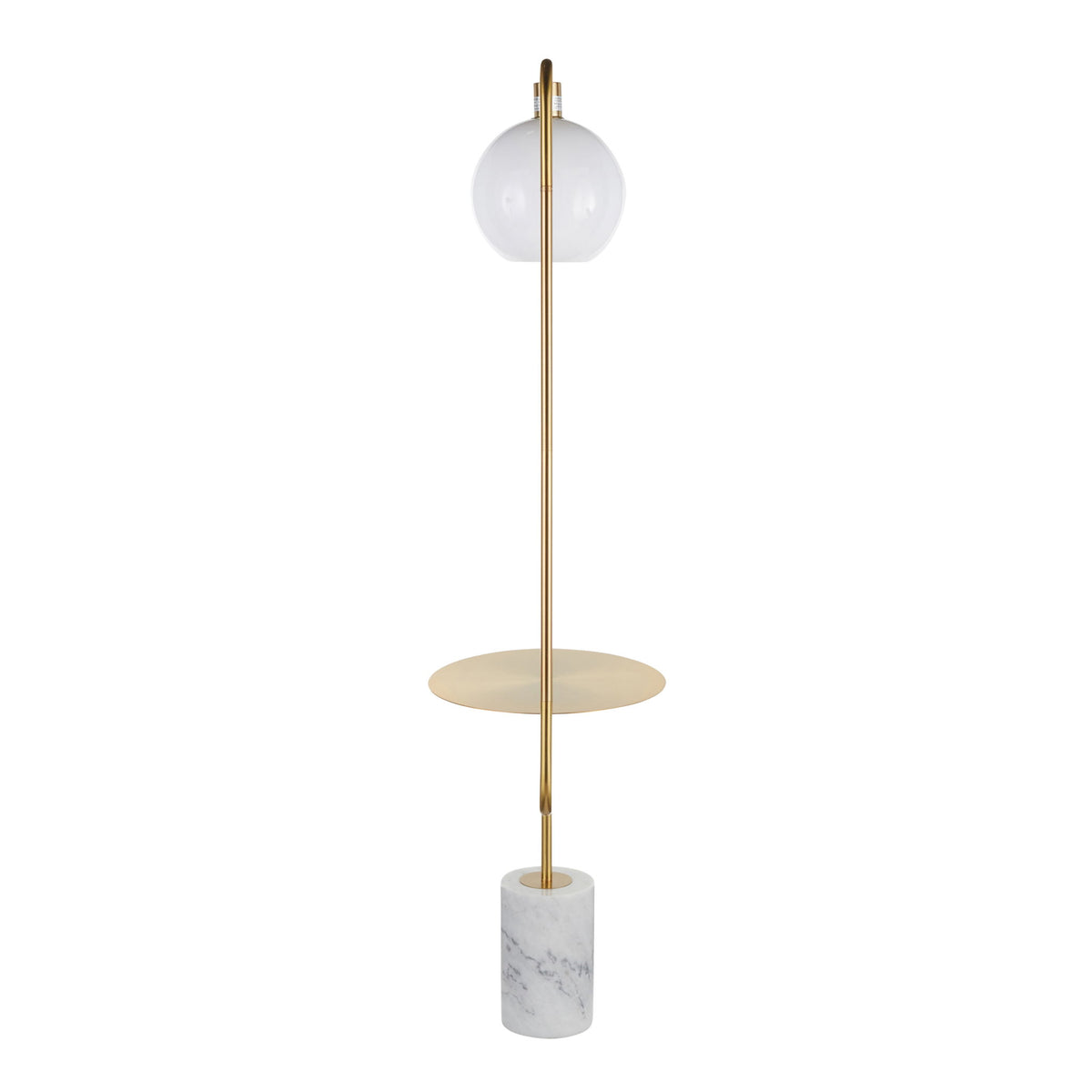 Symbol - Contemporary / Glam Floor Lamp Side Table - White Marble