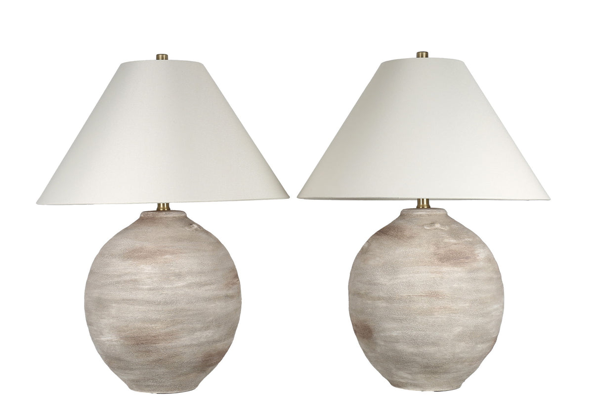Rustic Sphere Ceramic Table Lamp (Set of 2) - Natural Bisque