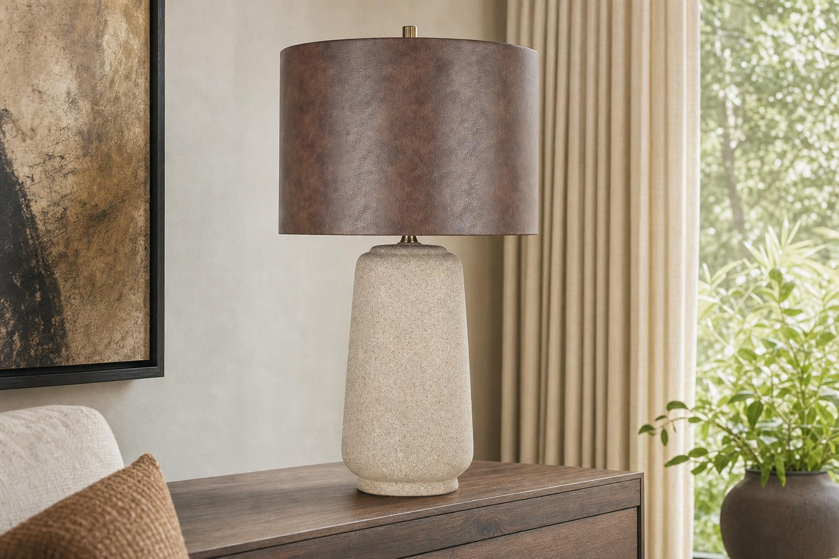 "Rustic Harmony" Ceramic Table Lamp (Set of 2) - Rock