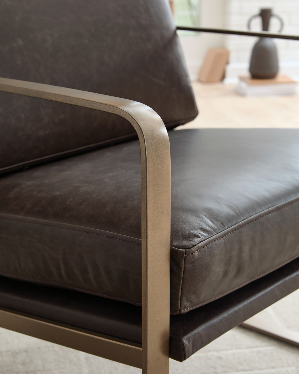 Bradett - Accent Chair - Dark Brown / Gold Finish