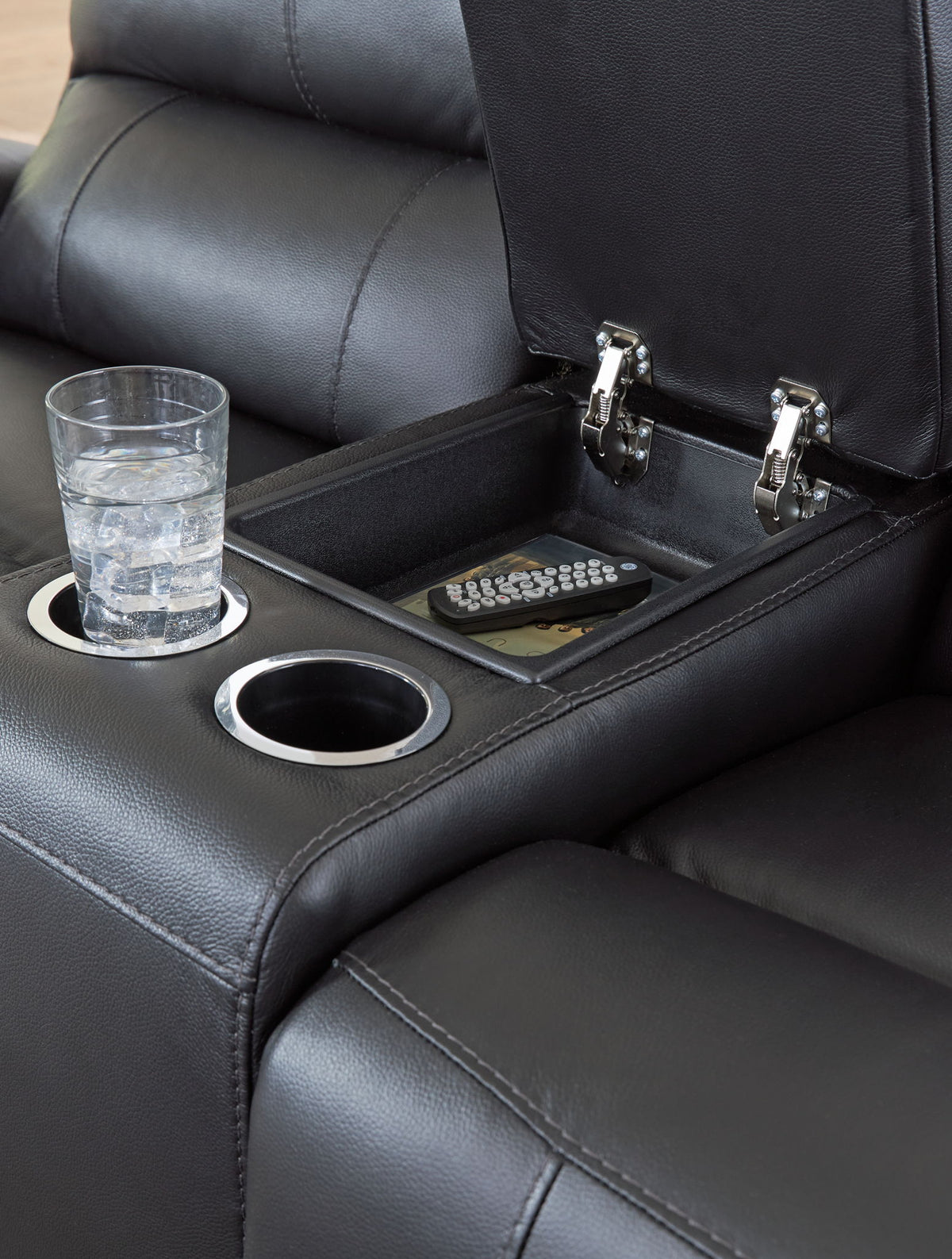 Glossmore - Reclining Loveseat With Console - Black