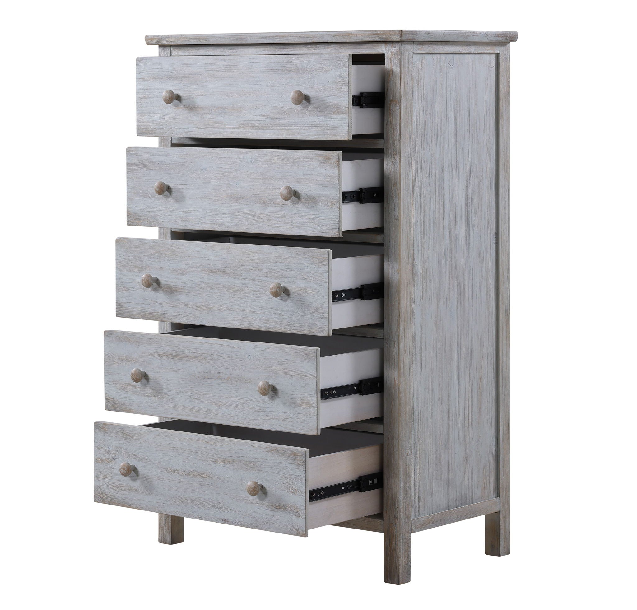 Geneva - 5 Drawer Chest - Distressed White