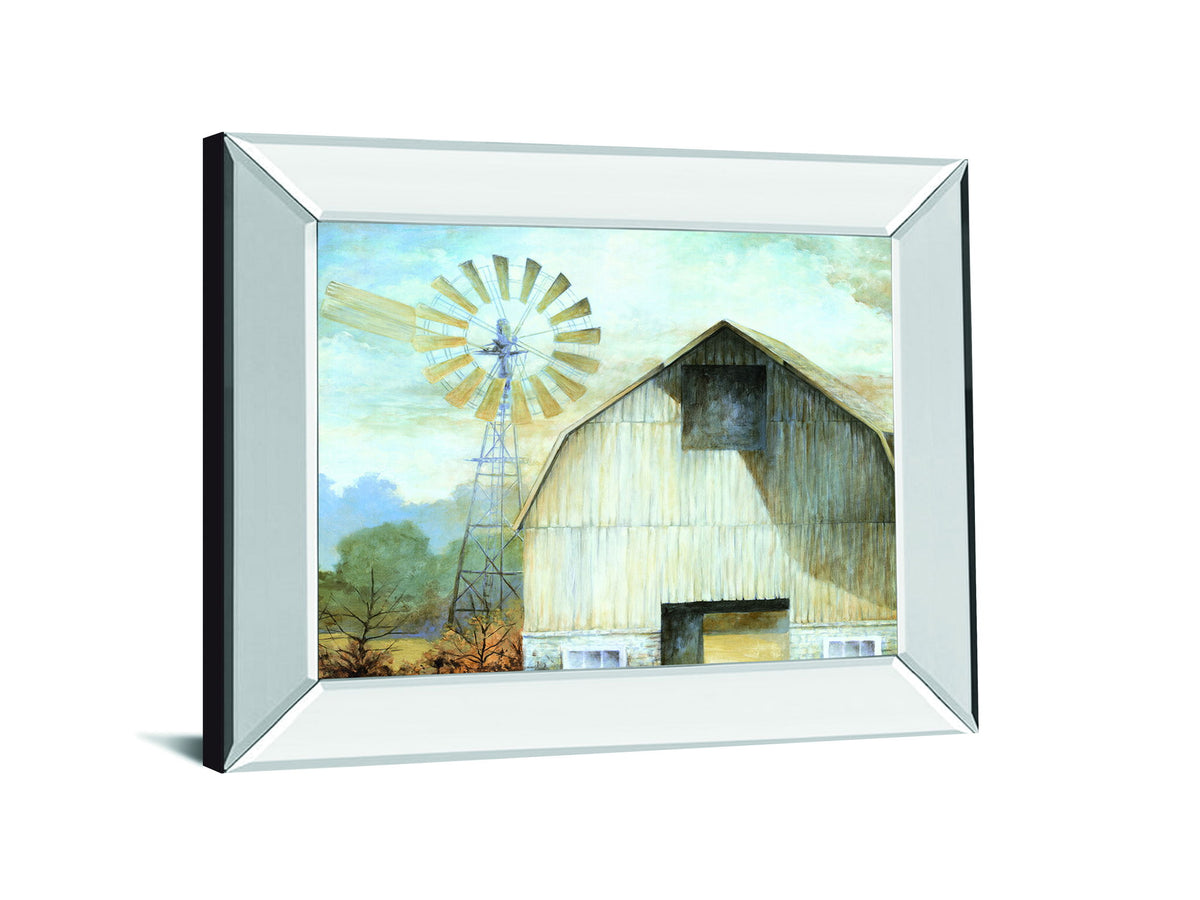 Barn Country By White Ladder - Mirror Framed Print Wall Art - Beige